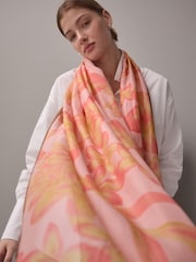 Pink Floral Lightweight Containing Silk Scarf - Image 3 of 8