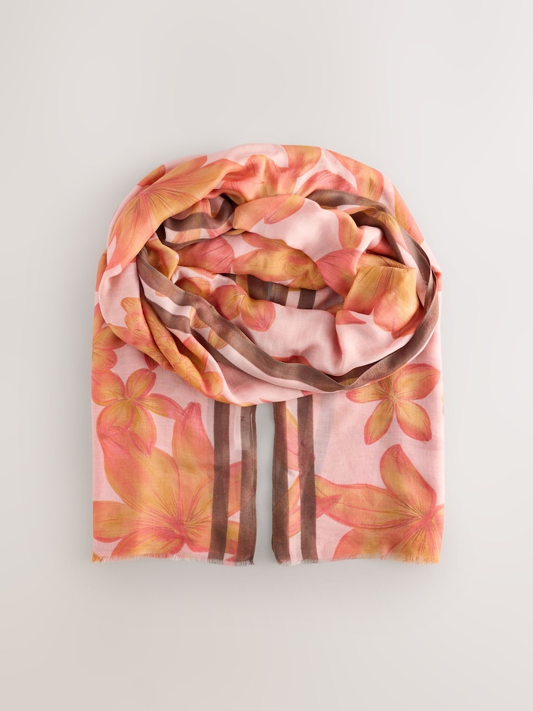 Pink Floral Lightweight Containing Silk Scarf - Image 5 of 8