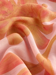 Pink Floral Lightweight Containing Silk Scarf - Image 6 of 8