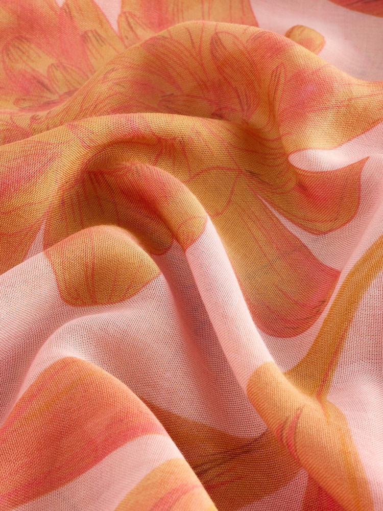 Pink Floral Lightweight Containing Silk Scarf - Image 6 of 8