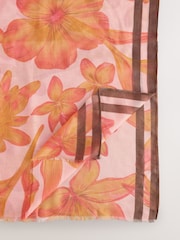 Pink Floral Lightweight Containing Silk Scarf - Image 7 of 8