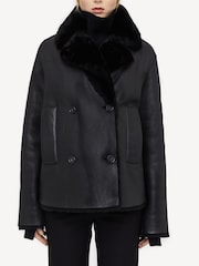 Joseph Black Shearling Calla Coat - Image 4 of 7