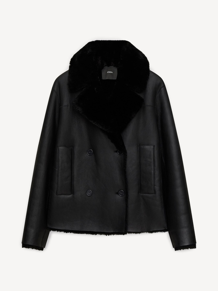 Joseph Black Shearling Calla Coat - Image 7 of 7
