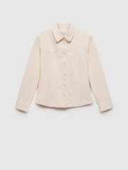Mango Cream Denim Button Down 100% Cotton Shirt - Image 5 of 6