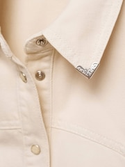 Mango Cream Denim Button Down 100% Cotton Shirt - Image 6 of 6