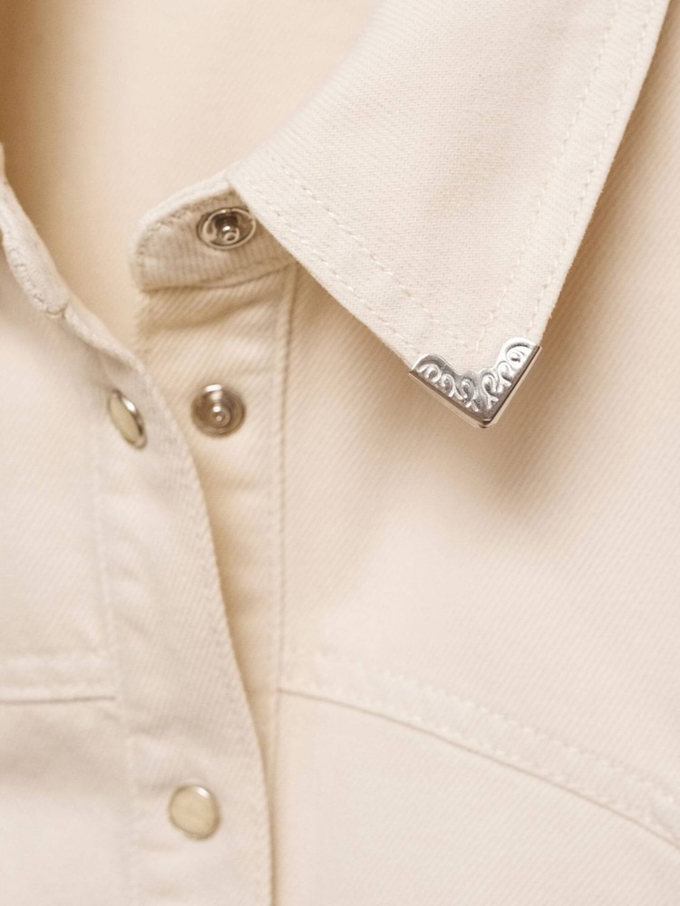 Mango Cream Denim Button Down 100% Cotton Shirt - Image 6 of 6 Mango Cream Denim Button Down 100% Cotton Shirt - Image 6 of 6