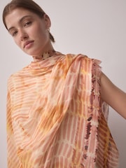Pink Tonal Brushstroke Lightweight Containing Silk Scarf - Image 4 of 8
