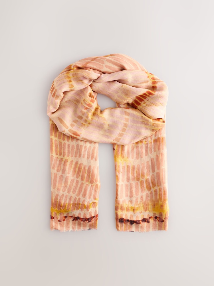 Pink Tonal Brushstroke Lightweight Containing Silk Scarf - Image 5 of 8