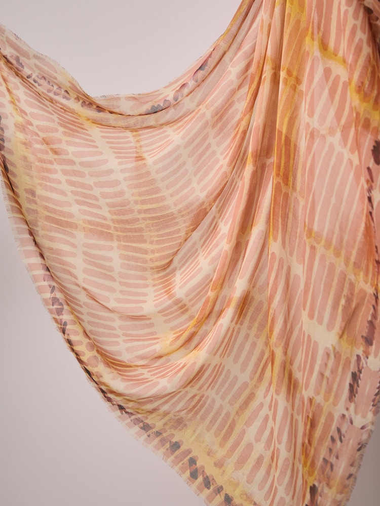 Pink Tonal Brushstroke Lightweight Containing Silk Scarf - Image 8 of 8