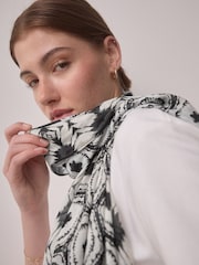 Black & White Ikat Lightweight Containing Silk Scarf - Image 5 of 9