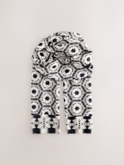 Black & White Ikat Lightweight Containing Silk Scarf - Image 7 of 9