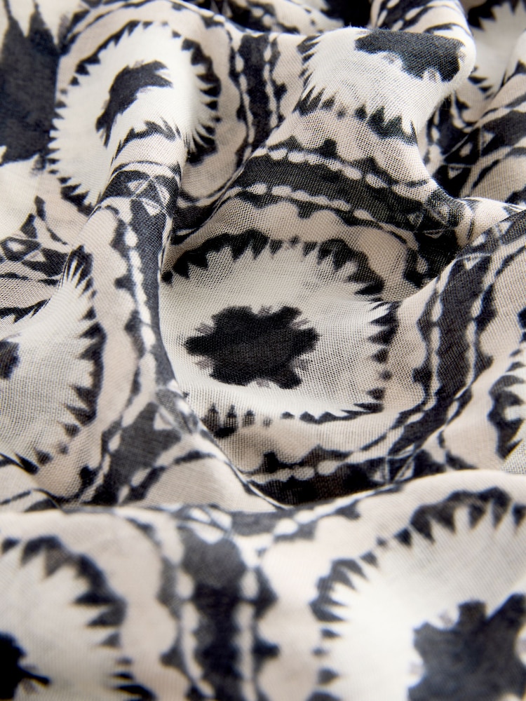 Black & White Ikat Lightweight Containing Silk Scarf - Image 8 of 9