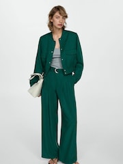Mango Brown Lyocell Jacket With Pockets - Image 1 of 7