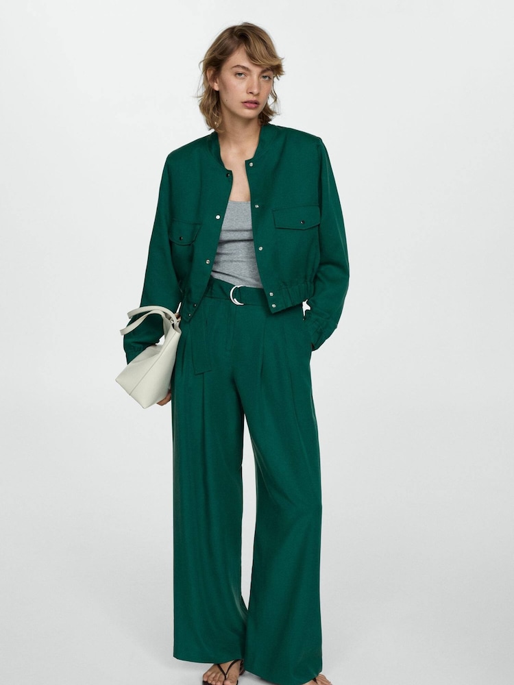 Mango Brown Lyocell Jacket With Pockets - Image 1 of 7