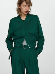 Mango Brown Lyocell Jacket With Pockets - Image 3 of 7