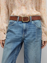 Mango Blue Straight 100% Cotton Jeans With Decorative Seams - Image 4 of 6