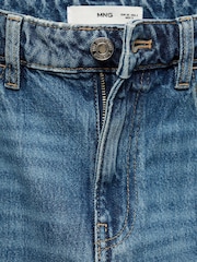 Mango Blue Straight 100% Cotton Jeans With Decorative Seams - Image 6 of 6