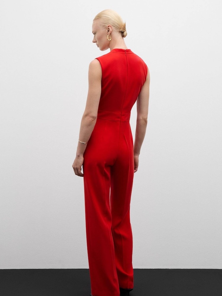 Mango Red V-Neck Jumpsuit - Image 2 of 7