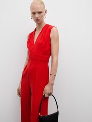 Mango Red V-Neck Jumpsuit - Image 3 of 7