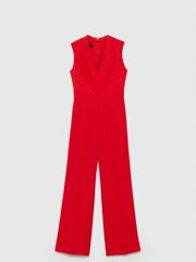 Mango Red V-Neck Jumpsuit - Image 6 of 7