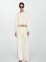 Mango Cream Contrast Trim Sweater - Image 1 of 7