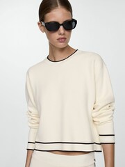 Mango Cream Contrast Trim Sweater - Image 4 of 7