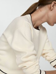 Mango Cream Contrast Trim Sweater - Image 5 of 7
