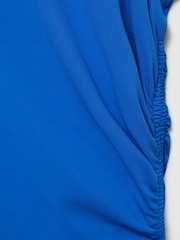 Mango Blue Midi Dress With Sinched Waist - Image 6 of 6