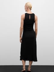 Mango Black Midi Dress With Sinched Waist - Image 2 of 7
