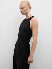 Mango Black Midi Dress With Sinched Waist - Image 3 of 7