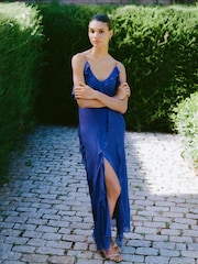 Mango Purple Purple Frilled Maxi Dress - Image 1 of 7
