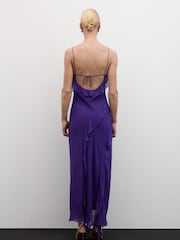Mango Purple Purple Frilled Maxi Dress - Image 3 of 7