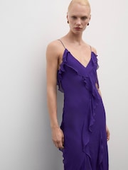 Mango Purple Purple Frilled Maxi Dress - Image 4 of 7