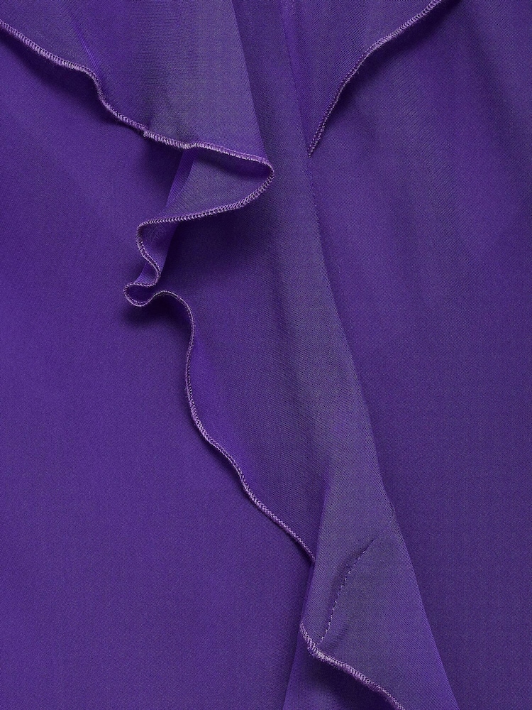 Mango Purple Purple Frilled Maxi Dress - Image 7 of 7