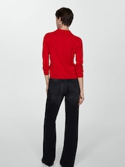 Mango Red Button Down Polo Cardigan - Image 2 of 7