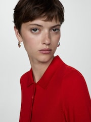 Mango Red Button Down Polo Cardigan - Image 4 of 7