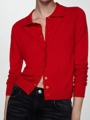 Mango Red Button Down Polo Cardigan - Image 5 of 7