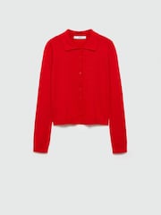 Mango Red Button Down Polo Cardigan - Image 6 of 7