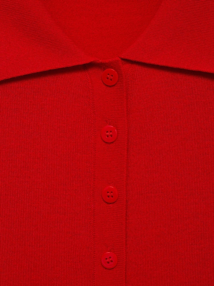 Mango Red Button Down Polo Cardigan - Image 7 of 7