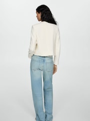 Mango Cream Tweed Jacket With Pockets - Image 2 of 6