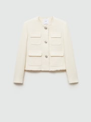 Mango Cream Tweed Jacket With Pockets - Image 5 of 6