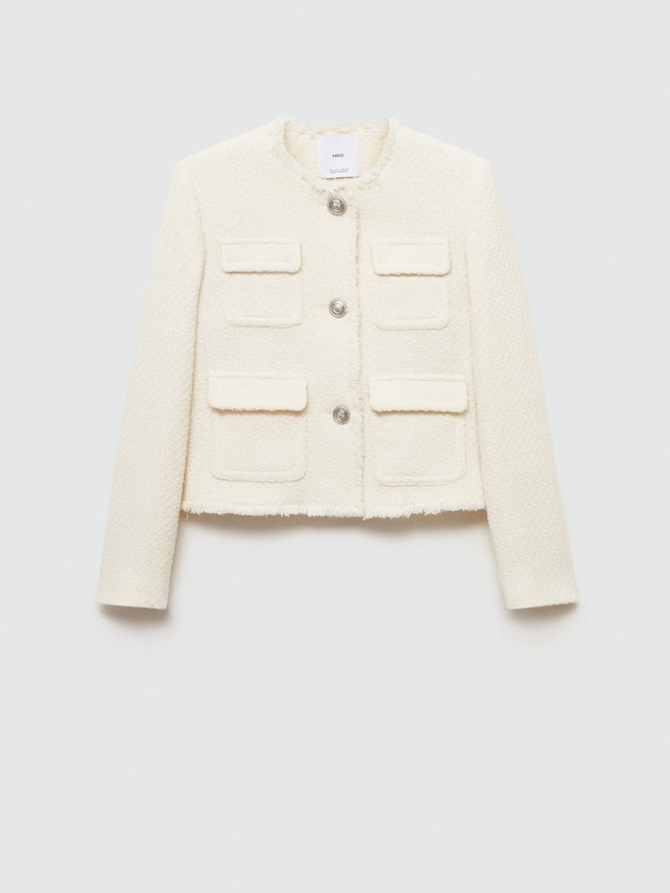 Buy Mango Cream Tweed Jacket With Pockets from the Next UK online shop