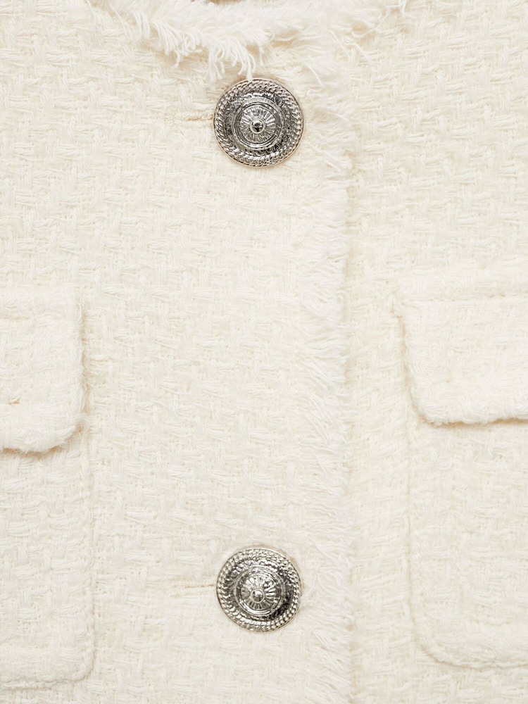 Mango Cream Tweed Jacket With Pockets - Image 6 of 6
