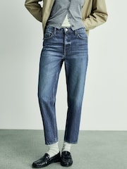 Mango Blue Mom Slim Fit High Waist 100% Cotton Jeans - Image 1 of 10