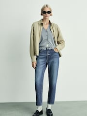 Mango Blue Mom Slim Fit High Waist 100% Cotton Jeans - Image 2 of 10