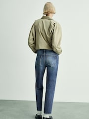 Mango Blue Mom Slim Fit High Waist 100% Cotton Jeans - Image 3 of 10