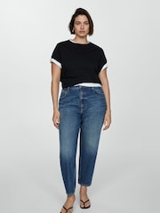 Mango Blue Mom Slim Fit High Waist 100% Cotton Jeans - Image 5 of 10