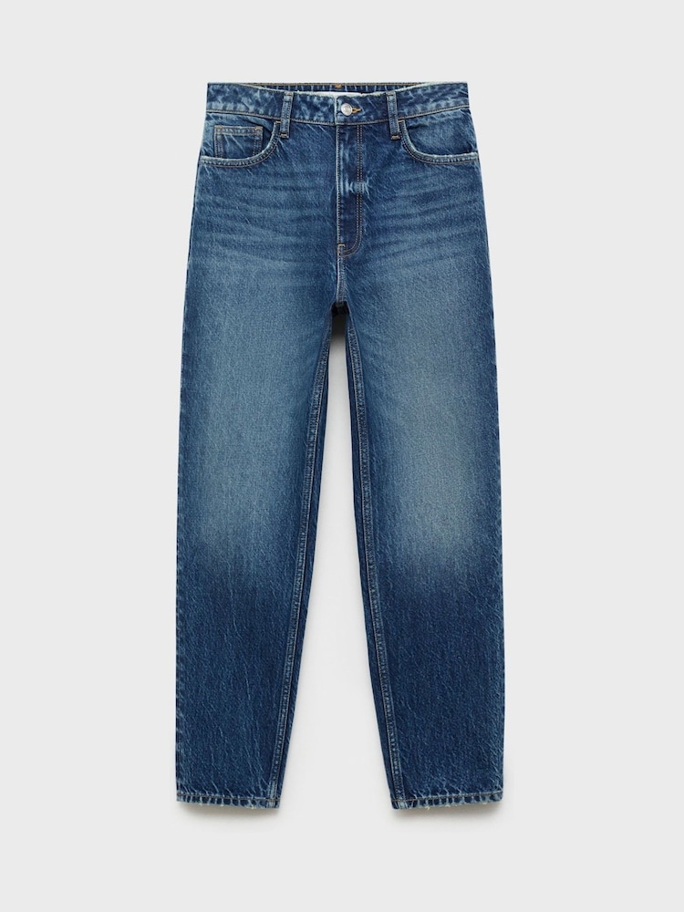 Mango Blue Mom Slim Fit High Waist 100% Cotton Jeans - Image 8 of 10