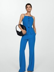 Mango Blue Waistcoat with Buttons - Image 1 of 7