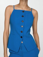 Mango Blue Waistcoat with Buttons - Image 4 of 7